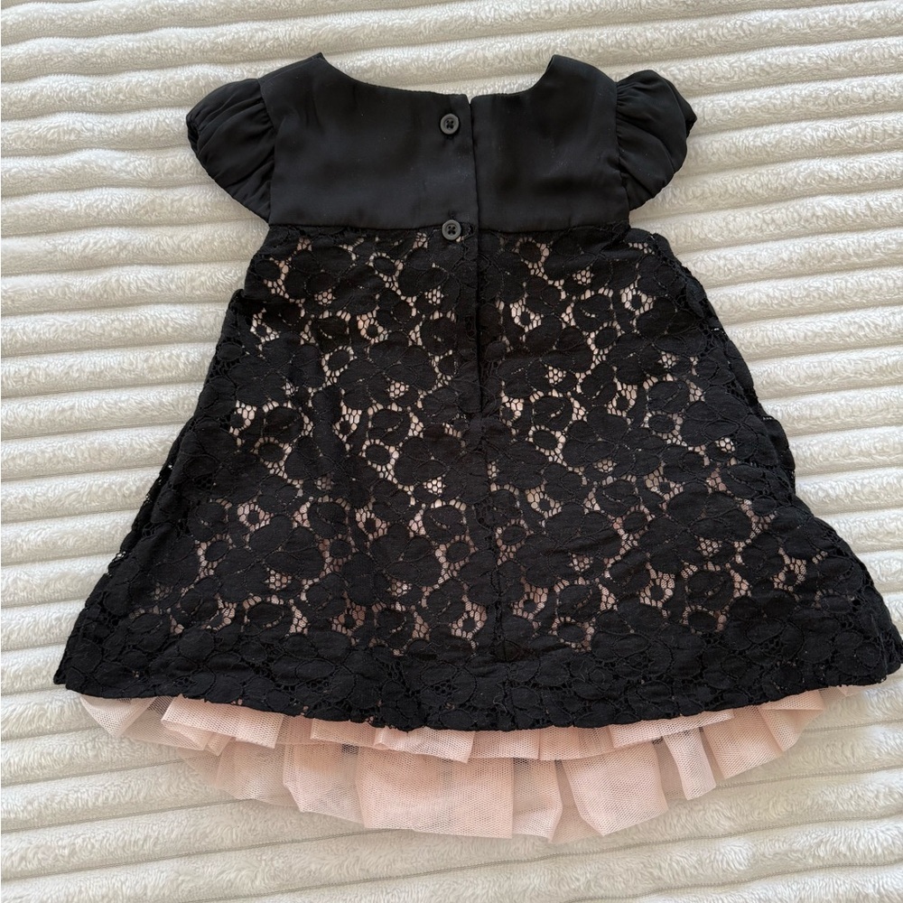 GAP Black Lace Kids Dress with Pink Underskirt - Picture 2 of 4